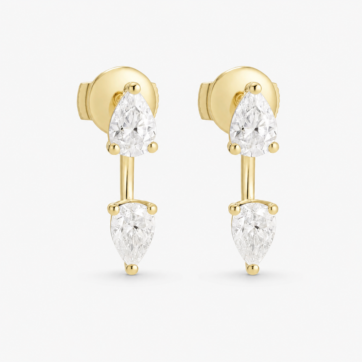 Floating Double Diamond Studs Medium